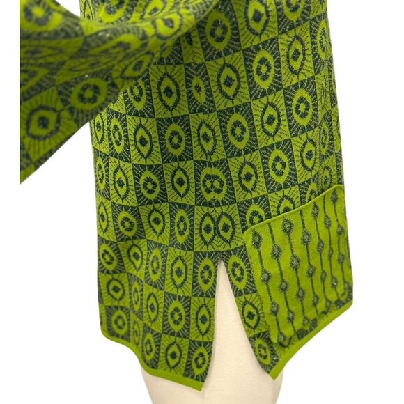 Pisonero Knit Top 3/4 Sleeves Artsy Abstract Green Blue Metallic Thread Size XS - Picture 5 of 11